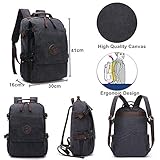 Loietnt Laptop-Rucksack, Vintage Casual Rucksack Umhängetasche aus Segeltuch, für Reisen Camping Rucksack, für Schule/Wandern/Outdoor/Uni, schwarz - 2