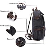 Loietnt Laptop-Rucksack, Vintage Casual Rucksack Umhängetasche aus Segeltuch, für Reisen Camping Rucksack, für Schule/Wandern/Outdoor/Uni, schwarz - 3