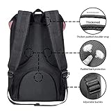 Rucksack Damen Herren Vintage Studenten Backpack KAUKKO 17 Zoll Laptop Rucksack für 15″ Notebook Lässiger Daypacks Schüler Backpacks Schultaschen of 2 Side Pockets für Wandern Reisen Camping (1linen schwarz) - 4