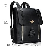 Estarer Damenrucksack PU Leder Rucksack Damen für Uni Freizeit 15,6 Zoll Laptoprucksack Schwarz - 5