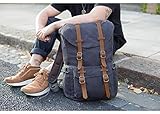 EverVanz Canvas Leder Rucksack Reise Wandern Outdoorrucksack Daypacks für 15 Zoll Laptop großer Rucksack für Schule - 4