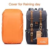 EverVanz Canvas Leder Rucksack Reise Wandern Outdoorrucksack Daypacks für 15 Zoll Laptop großer Rucksack für Schule - 5