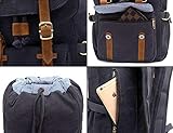 EverVanz Canvas Leder Rucksack Reise Wandern Outdoorrucksack Daypacks für 15 Zoll Laptop großer Rucksack für Schule - 2