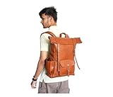 Rucksack aus Echtleder, 58,4 cm, für Laptop, Reisen, für Männer und Frauen - 8