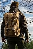 EverVanz Canvas Leder Rucksack Reise Wandern Outdoorrucksack Daypacks für 15 Zoll Laptop großer Rucksack für Schule - 2