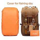 EverVanz Canvas Leder Rucksack Reise Wandern Outdoorrucksack Daypacks für 15 Zoll Laptop großer Rucksack für Schule - 3