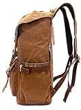 EverVanz Canvas Leder Rucksack Reise Wandern Outdoorrucksack Daypacks für 15 Zoll Laptop großer Rucksack für Schule - 6