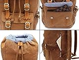 EverVanz Canvas Leder Rucksack Reise Wandern Outdoorrucksack Daypacks für 15 Zoll Laptop großer Rucksack für Schule - 6
