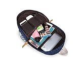 Evay 14 Zoll Notebook Laptop Canvas Bunt Streifen Rucksack für Damen Vintage Universität Wasserdicht Schulrucksäcke Laptoprucksack - 5
