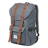 Rucksack Damen Herren Vintage Studenten Backpack KAUKKO 17 Zoll Laptop Rucksack für 15″ Notebook Lässiger Daypacks Schüler Backpacks Schultaschen of 2 Side Pockets für Wandern Reisen Camping - 2