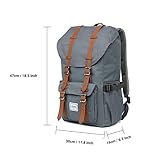 Rucksack Damen Herren Vintage Studenten Backpack KAUKKO 17 Zoll Laptop Rucksack für 15″ Notebook Lässiger Daypacks Schüler Backpacks Schultaschen of 2 Side Pockets für Wandern Reisen Camping - 3