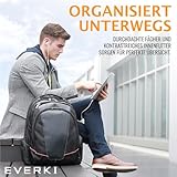 Everki Flight – Laptop Rucksack für Notebooks bis 16 Zoll (40,6 cm) mit durchdachtem Fächer-Konzept, weich gefüttertem iPad / Tablet-Fach und weiteren hochwertigen Funktionen, Schwarz - 8
