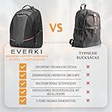 Everki Flight – Laptop Rucksack für Notebooks bis 16 Zoll (40,6 cm) mit durchdachtem Fächer-Konzept, weich gefüttertem iPad / Tablet-Fach und weiteren hochwertigen Funktionen, Schwarz - 9