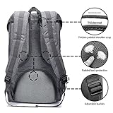 Laptop Rucksack 17 Zoll Handgepäckrucksack Vintage Backpack Reiserucksack für 15″ Notebook of 2 Side Pockets für Wandern Reisen Camping (oxford grau) - 6