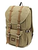 Rucksack Damen Handgepäckrucksack Herren KAUKKO Backpack Schulrucksack KAUKKO 17 Zoll Laptop Rucksack für 15″ Notebook Lässiger Daypacks Schultaschen of 2 Side Pockets für Wandern Reisen Camping (Ckhaki 2PCS) - 2