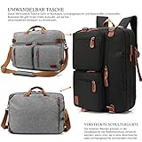 CoolBELL umwandelbar Rucksack Messenger Bag Umhängetasche Laptop Tasche Handtasche Business Aktentasche Multifunktions Reise Rucksack Passend für 17,3 Zoll Laptop / Männer / Frauen(Grau) - 2