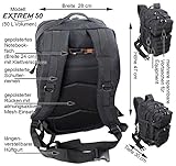 EXTREM Großer Rucksack 50 Liter Backpack Outdoor Robuster Multifunktions Military Rucksack für Backpacker | Schwarz (4076) - 3