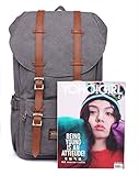 Rucksack Damen Herren Backpack Schulrucksack KAUKKO 17 Zoll Laptop Rucksack für 15″ Notebook Lässiger Daypacks Schultaschen of 2 Side Pockets für Wandern Reisen Camping (canvas grau) - 8