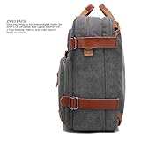CoolBELL umwandelbar Rucksack Messenger Bag Umhängetasche Laptop Tasche Handtasche Business Aktentasche Multifunktions Reise Rucksack Passend für 17,3 Zoll Laptop / Männer / Frauen(Canvas Dunkel Grau) - 4