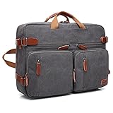 CoolBELL umwandelbar Rucksack Messenger Bag Umhängetasche Laptop Tasche Handtasche Business Aktentasche Multifunktions Reise Rucksack Passend für 17,3 Zoll Laptop / Männer / Frauen(Canvas Dunkel Grau) - 8