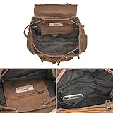 Canvas Rucksack P.KU.VDSL-AUGUR REIHE Vintage Rucksack Schulrucksack Retro Rucksack Daypack Backpack Lederrucksack Wanderrucksack Reisetasche Laptoprucksack für Herren Damen Jungen Mädchen (A – Kaffee) - 6