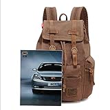 Canvas Rucksack P.KU.VDSL-AUGUR REIHE Vintage Rucksack Schulrucksack Retro Rucksack Daypack Backpack Lederrucksack Wanderrucksack Reisetasche Laptoprucksack für Herren Damen Jungen Mädchen (A – Kaffee) - 8